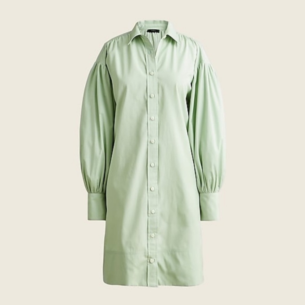 J. Crew NWT Puff-Sleeve Cotton Poplin Mini Shirtdress